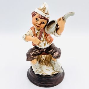 Vintage Boy Figurine Playing Music Home Decor Made in Italy Chef Figure EUC